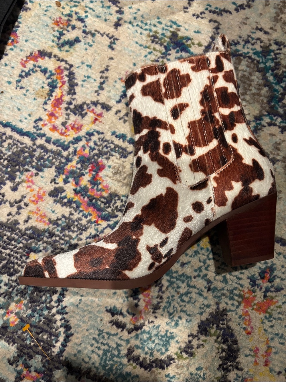 Dolce Vita Brown and Cream Cow-Print Steffi Bootie. Size 6.5 - Picture 6 of 8